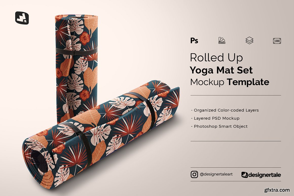 CreativeMarket Rolled Up Yoga Mat Set Mockup 5320706 » GFxtra
