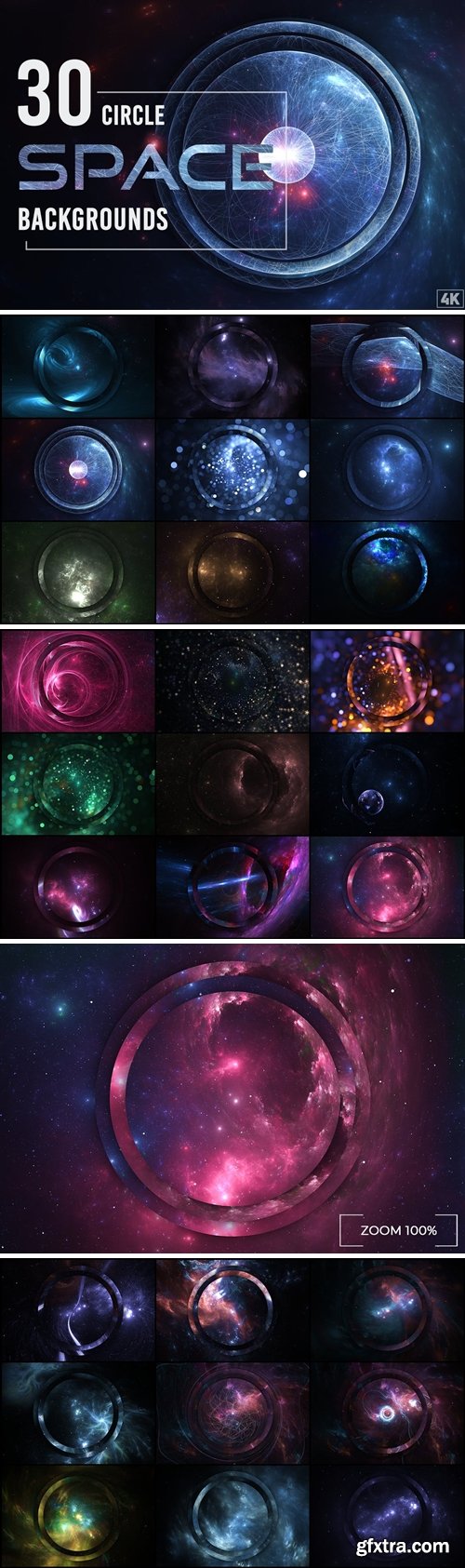 30 Abstract Circle Space Backgrounds - Vol. 1