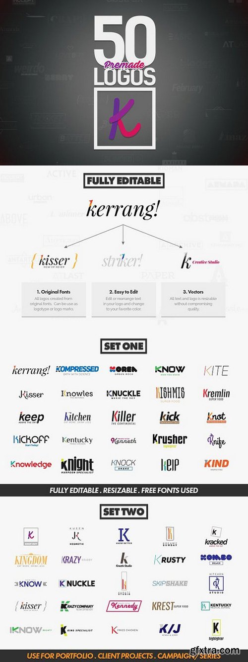 50 Letter \'K\' Logos Bundle