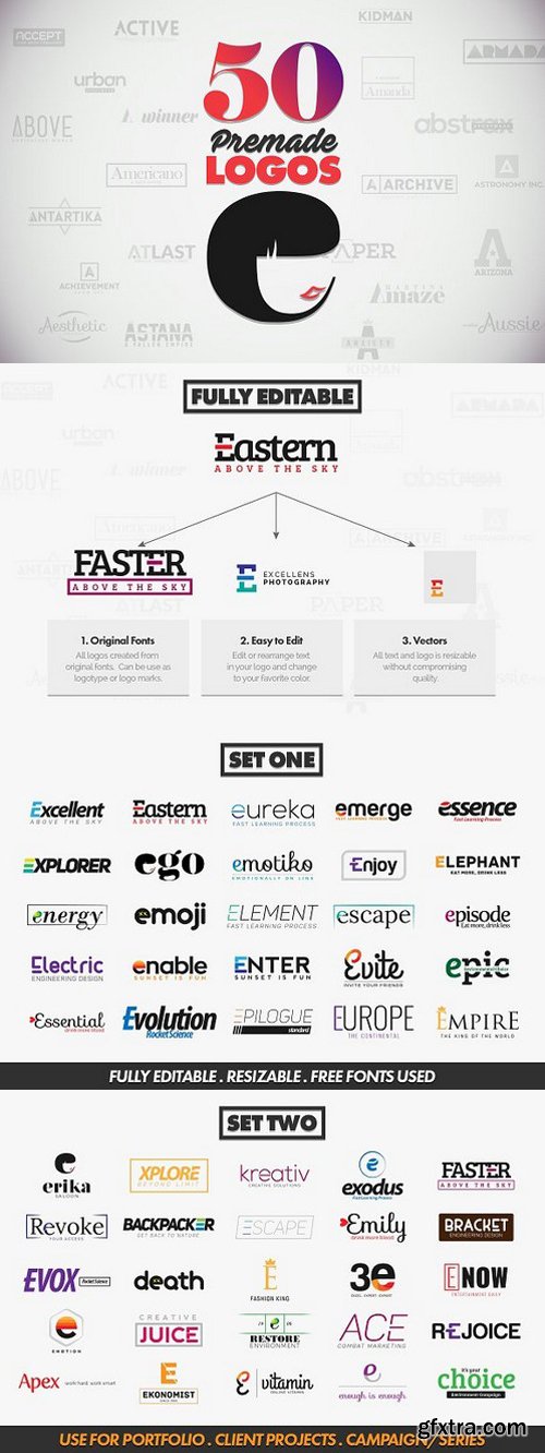 50 Letter \'E\' Logos Bundle