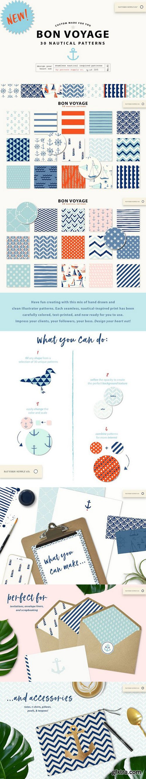 Bon Voyage Nautical Patterns