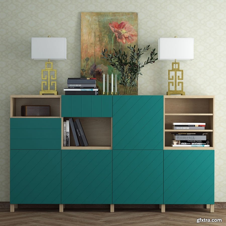 Combination for storage Ikea Besta Hallstavik (blue green) » GFxtra