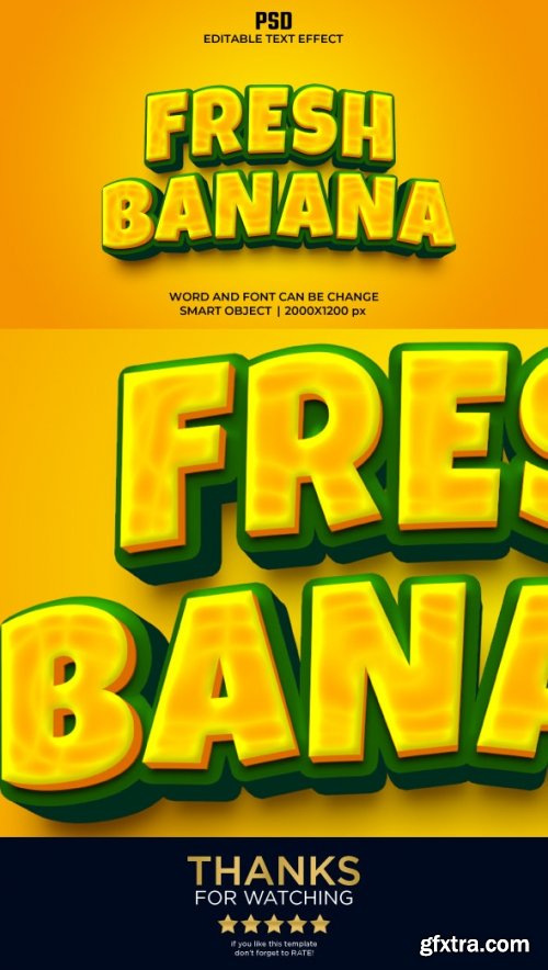 GraphicRiver - Fresh banana 3d Editable Text EffecT PSD with Background 36349711