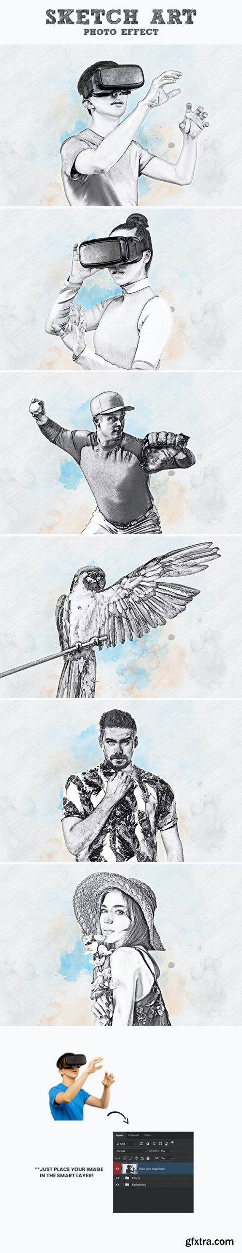 GraphicRiver - Pencil sketch drawing photoshop effect 35374860