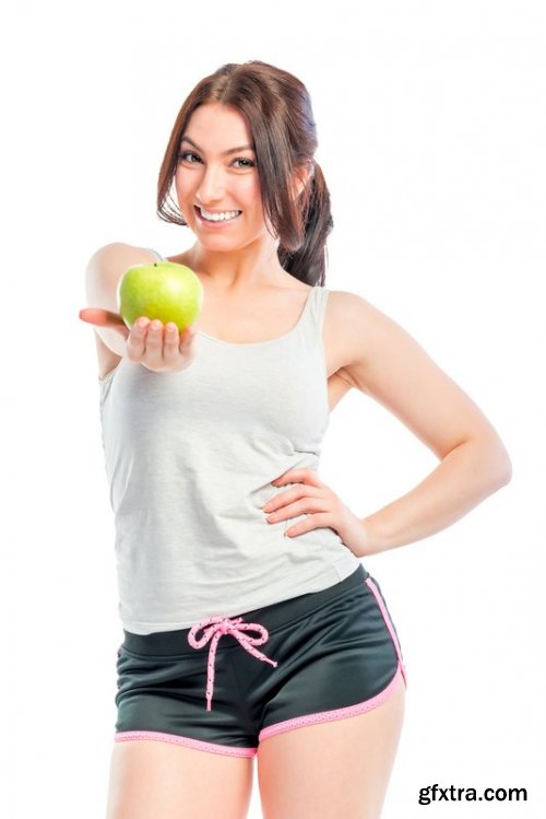 slender girl athlete and healthy eating