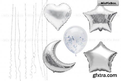 CreativeMarket - Silver Foil Balloons Photo Overlays 5814687