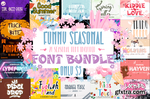 Funny Seasonal Font Bundle - 20 Fonts