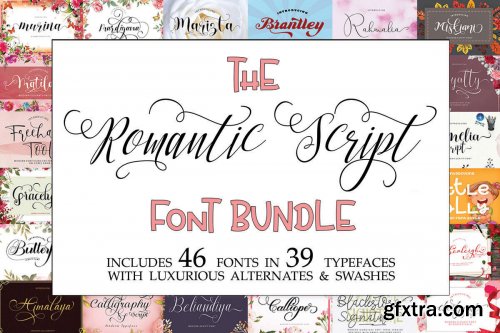The Romantic Script Font Bundle 46xOTF 27152498