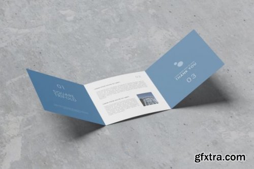  TriFold Square Brochure Photoshop Mockup