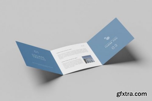  TriFold Square Brochure Photoshop Mockup