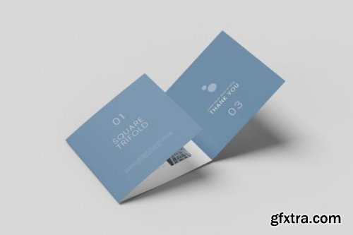  TriFold Square Brochure Photoshop Mockup