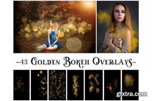 Gold Bokeh Overlays, Photoshop Overlays