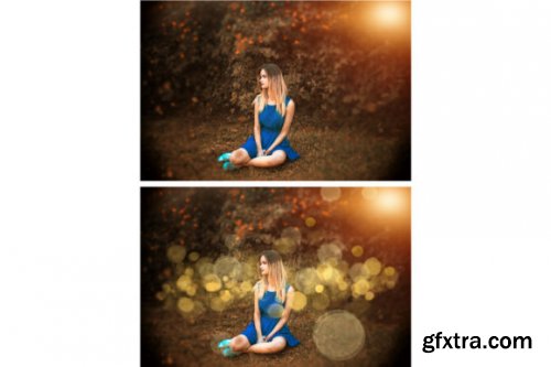  Gold Bokeh Overlays, Photoshop Overlays