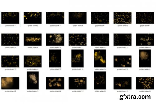  Gold Bokeh Overlays, Photoshop Overlays