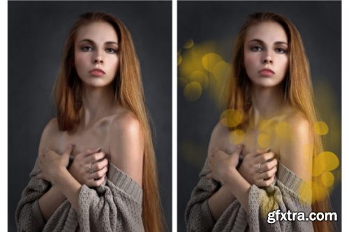  Gold Bokeh Overlays, Photoshop Overlays