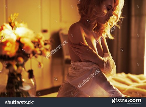 Beautiful sensual women in her boudoir - Stock Photos
