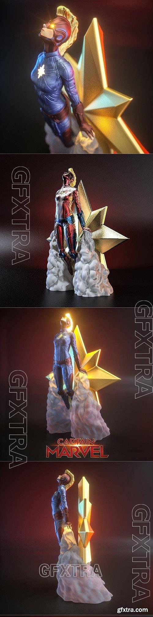 Captain Marvel blasting off 3D Printable Captain Marvel blasting off 3D Printable