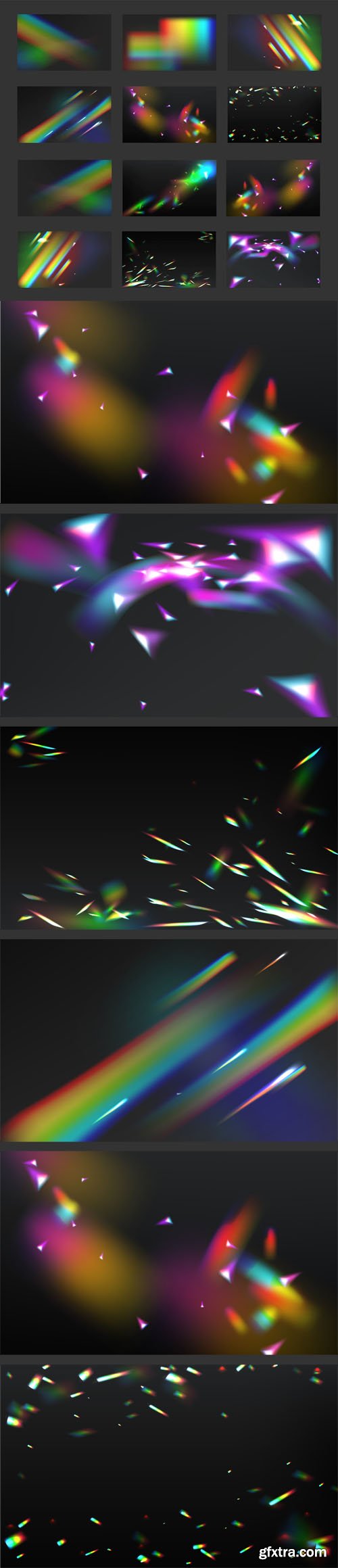 12 Rainbow Light Effects - Vector Backgrounds Collection