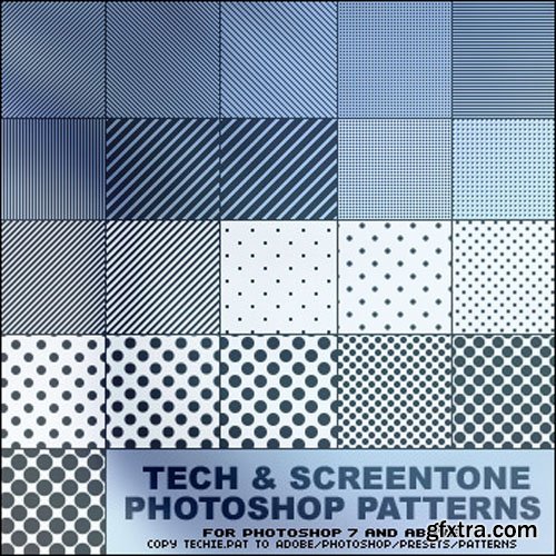17 Tech & Screentone Photoshop Patterns Collection