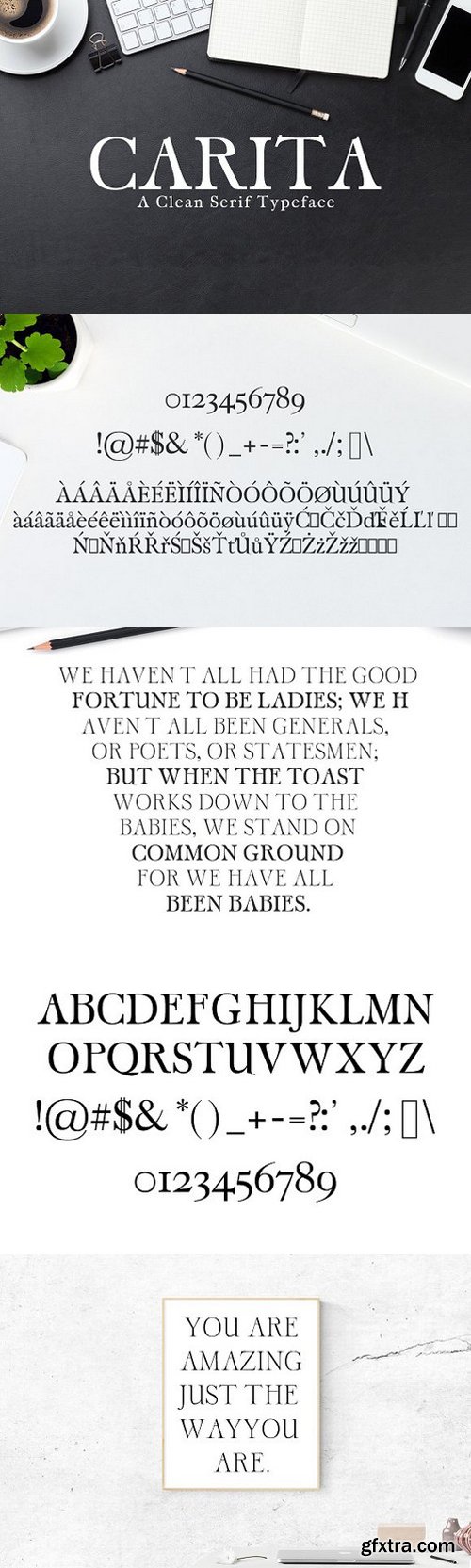 Carita Clean Serif Typeface