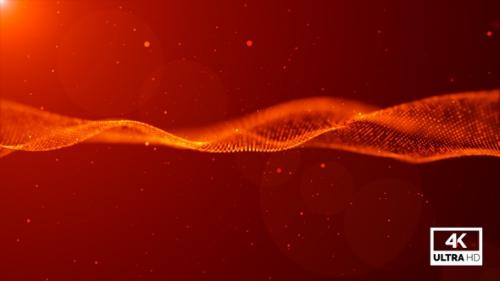 Videohive - Red Digital Particles Wave Flow Line Background Looped V2 - 36802135 - 36802135