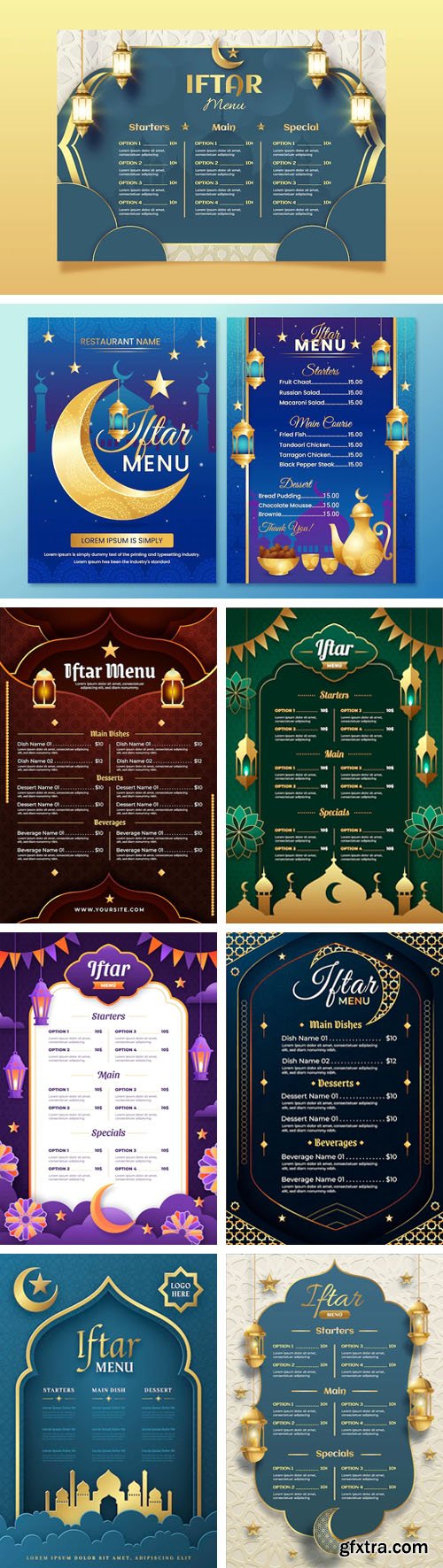 Ramadan Kareem - Realistic Iftar Menu Vector Templates Collection