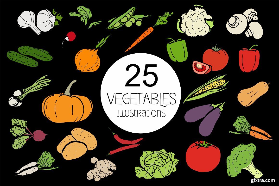 CreativeMarket Vegetables 25 Types Of Garden Plants 3338263 GFxtra