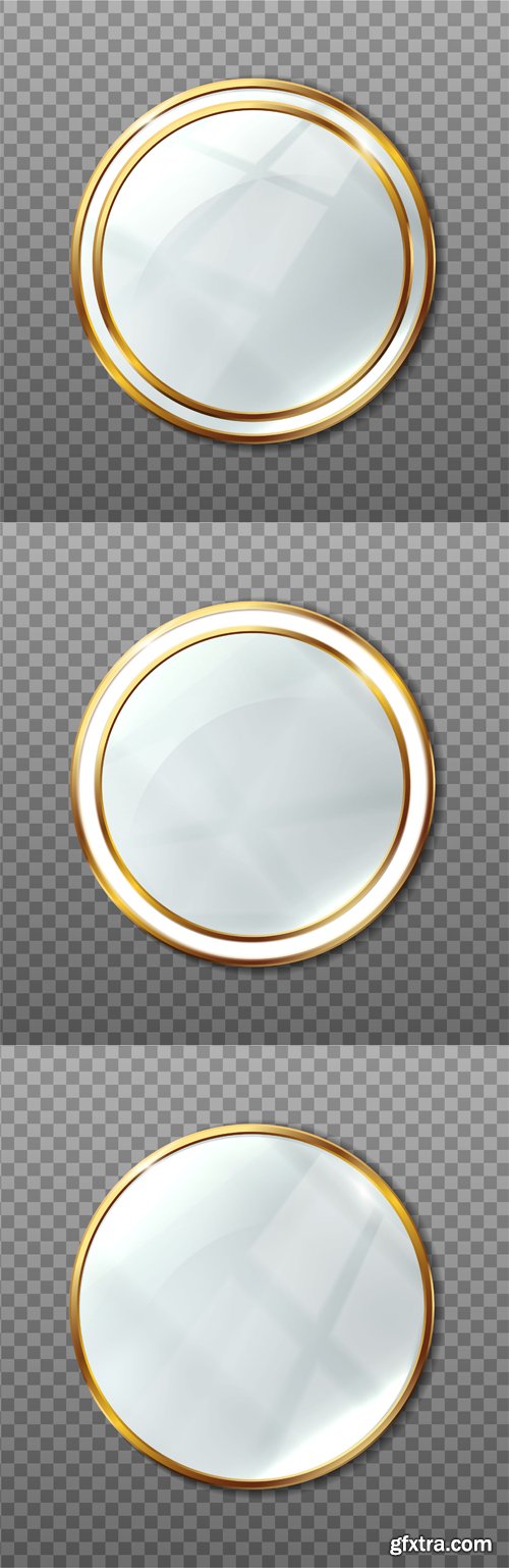 Realistic Beauty Make Up Round Mirrors Vector Templates