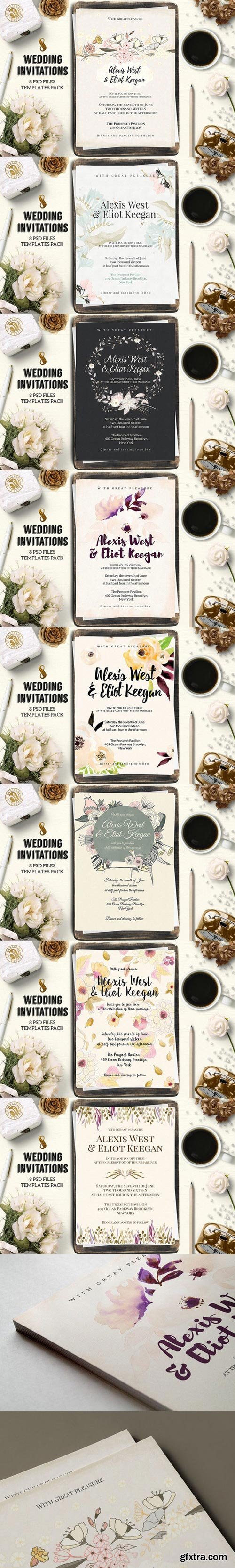 8 Wedding Invitations Pack
