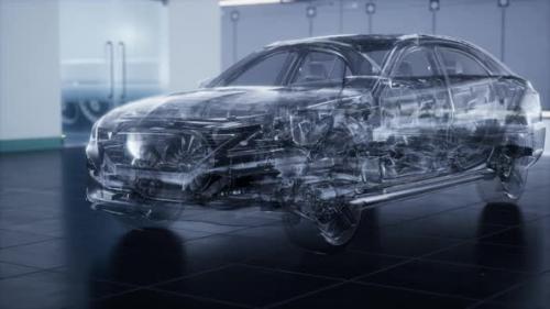 Videohive - Transparent Car with Engine in Laboratory - 37168766 - 37168766
