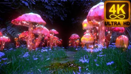 Videohive - Trippy Magic Mushrooms Forest 3D Psychedelic 4K Trance Colorful Pattern Flowers Background Beautiful - 37123774 - 37123774