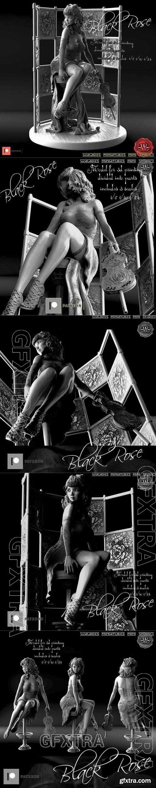 Black Rose 3D Printable Black Rose 3D Printable