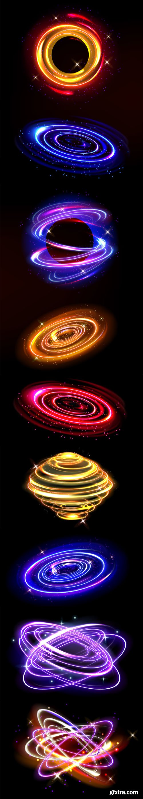 Neon Swirls Effects Vector Templates Collection