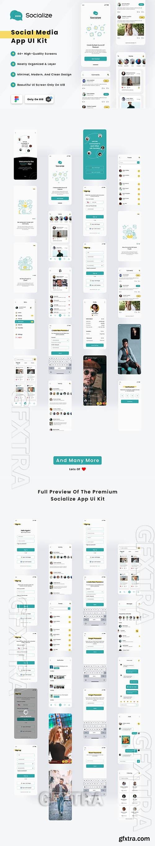 Socialize Social Media Mobile App Ui Kit GFxtra