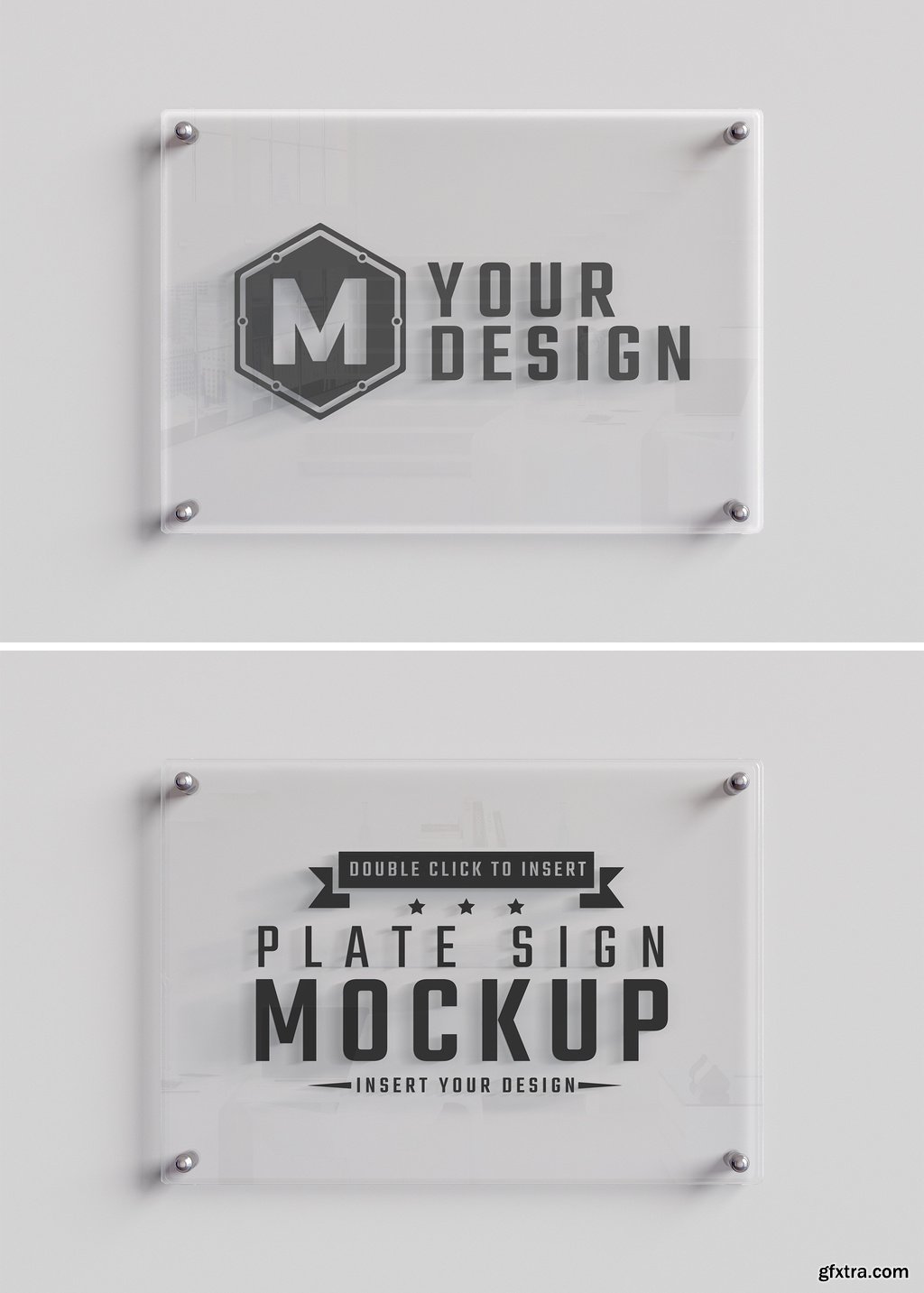 Glass Sign Plate on White Wall Mockup 499677301 » GFxtra
