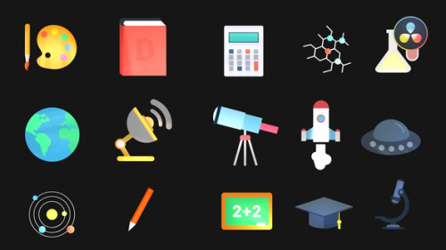 Videohive - Education and Space Icons - 37209575 - 37209575