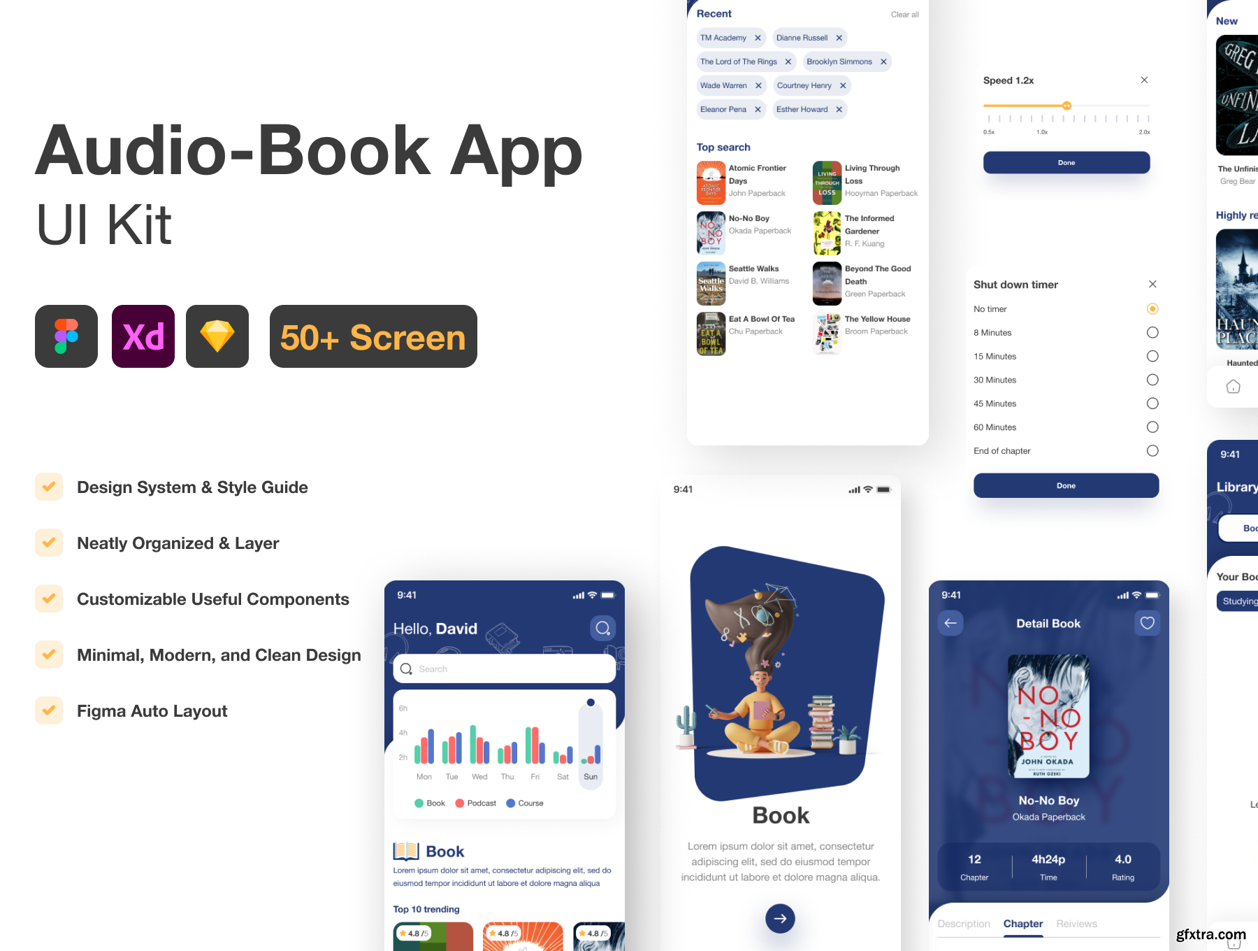 Audio Book & Ebook Mobile App UI Kit » GFxtra