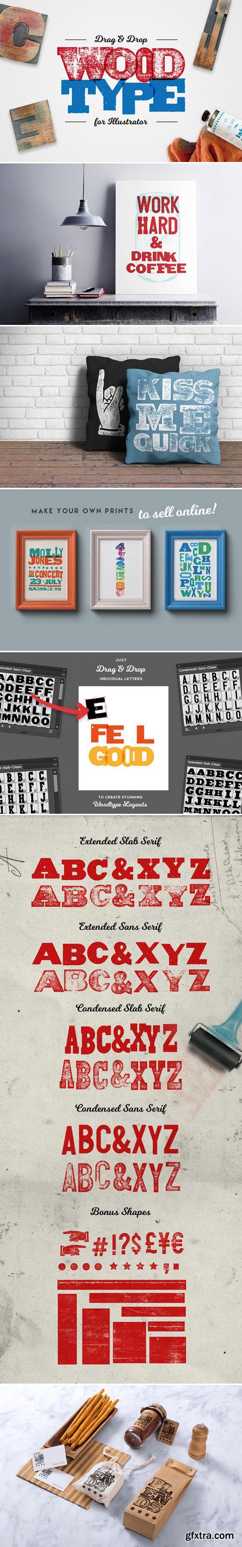 Drag & Drop WoodType for Illustrator