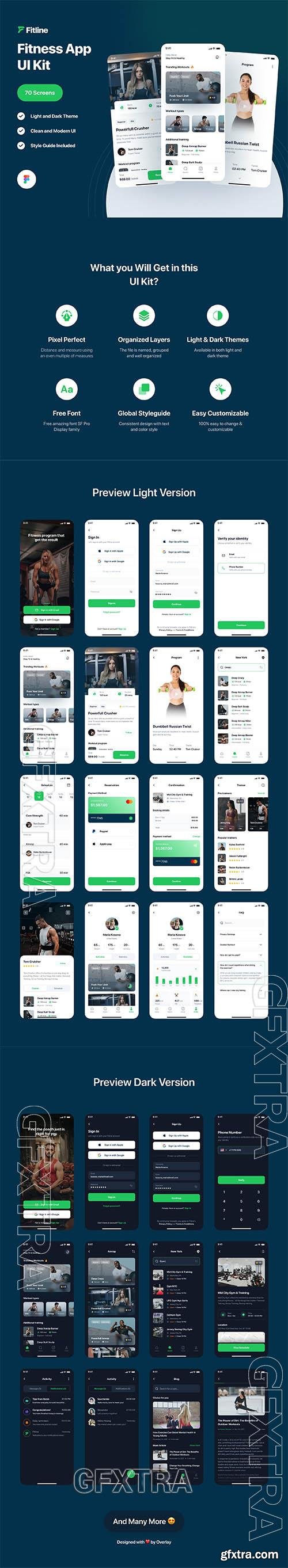 Fitline Fitness Workout App UI Kit GFxtra