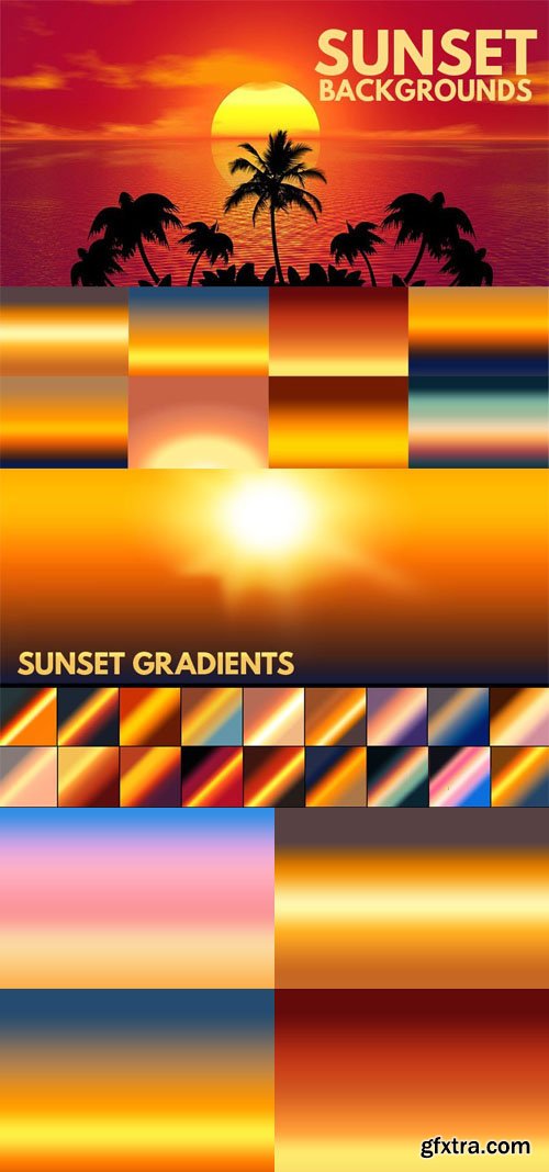 20 Sunset Gradients for Photoshop + 10 Sunset Backgrounds