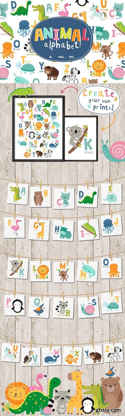 Animal Alphabet Vector Set