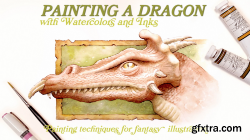  Painting a Dragon Head in Inks and Watercolors- Fantasy Illustration Techniques