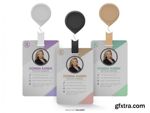 Id badge card holder psd mockup