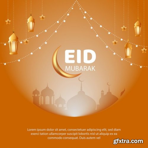 Elegant golden eid festival greeting background premium vector