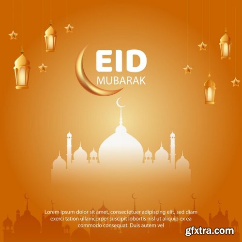 Elegant golden eid festival greeting background premium vector
