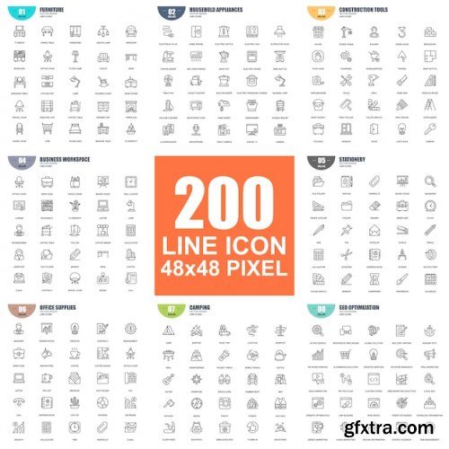 Simple set of vector thin line icons Premium Vector