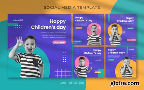 Children's day social media post banner layout template 