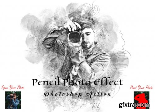 CreativeMarket - Pencil Photo Effect Photoshop Action 7135780