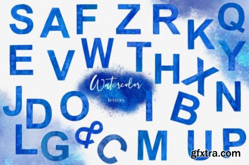 Watercolor Blue Alphabet