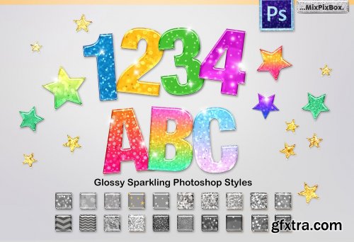 CreativeMarket - Sparkling Glossy Layer Styles for PS 3883750
